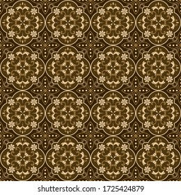 Beautiful floral pattern on Traditional batik with elegant golden brown color design