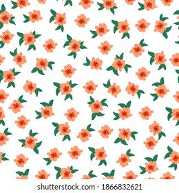 Beautiful floral pattern . Orange flowers. White background. Printing color in a flower. Floral seamless background. Elegant template for fashionable prints.