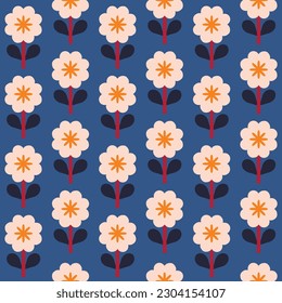 Beautiful floral pattern in retro style. Elegant seamless texture with repetitive flowers. Abstract floral field background