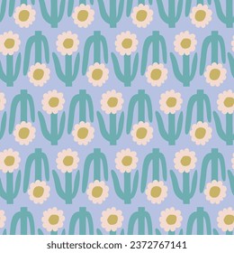 Hermoso patrón floral de estilo retro. Textura vectorial sin fisuras con flores lindas. Fondo de flores dibujadas a mano