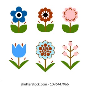 Set Flowers On White Background Vector Stock Vector (Royalty Free ...