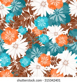 Beautiful floral pattern. Seamless pattern. Flowers. Bright buds, leaves, flowers. Flowers for greeting cards, posters, flyers. Flower shop. Seamless vintage tropical flower pattern vector.