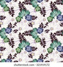 Beautiful floral pattern. Seamless pattern. Flowers. Bright buds, leaves, flowers. Flowers for greeting cards, posters, flyers. Flower shop. Seamless vintage tropical flower pattern vector.