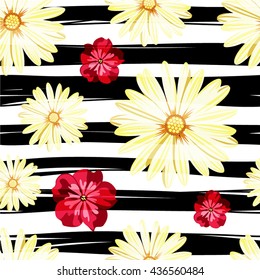 Beautiful floral pattern. Seamless pattern. Flowers. Bright buds, leaves, flowers. Flowers for greeting cards, posters, flyers. Flower shop. Seamless vintage tropical flower pattern vector.