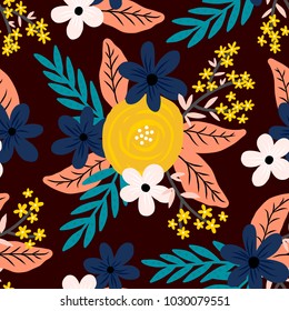 Beautiful Floral pattern. Seamless vector texture with flowers. Hand drawn floral background. Perfect for invitations and wrapping paper.