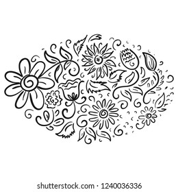 Beautiful floral pattern. Sketch. Vector illustration