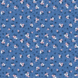 Beautiful Floral Pattern In Small Abstract Flowers. Small Light Pink Flowers. Blue Background. Ditsy Print. Floral Seamless Background. The Elegant The Template For Fashion Prints. Stock Pattern.