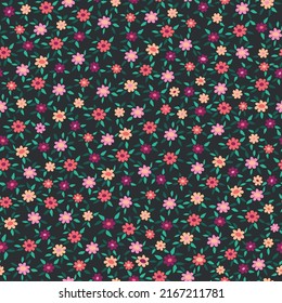 Beautiful floral pattern in small abstract flowers. Ditsy print. Floral seamless background. Vintage template for fashion prints.