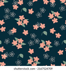 Beautiful floral pattern in small abstract flowers. Ditsy print. Floral seamless background. Vintage template for fashion prints.