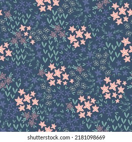 Hermoso patrón floral en pequeñas flores abstractas. Impresión Ditsy. Fondo floral sin fisuras. Plantilla de época para impresiones de moda.