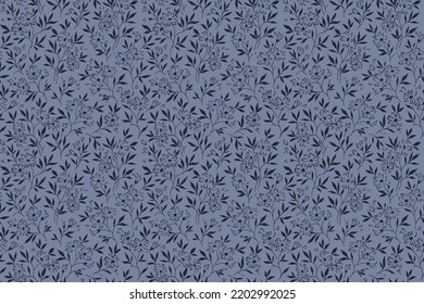Beautiful floral pattern in small abstract flowers. Small colorful flowers. Dark Blue background. Ditsy print. Floral seamless background. The elegant the template for fashion prints. Stock pattern.