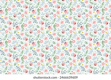 Wunderschönes Blumenmuster in kleinen abstrakten Blüten. Kleine Blumen.   Hintergrund. Ditsy Print. Floraler nahtloser Hintergrund. Die elegante Vorlage für Modedrucke.