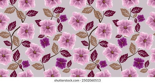 Hermoso patrón floral en Pequeñas flores abstractas. Pequeñas flores de colores. Fondo rosa coral. Impresión sucia. Fondo floral sin fisuras. Elegante Plantilla para estampados de moda. Patrón de stock