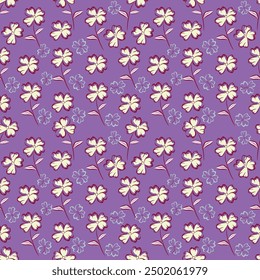 Beautiful floral pattern in small abstract flowers. Small colorful flowers. Coral pink background. Ditsy print. Floral seamless background. Elegant template for fashion prints. Stock pattern