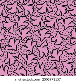 Hermoso patrón floral en Pequeñas flores abstractas. Pequeñas flores de colores. Fondo rosa coral. Impresión sucia. Fondo floral sin fisuras. Elegante Plantilla para estampados de moda. Patrón de stock