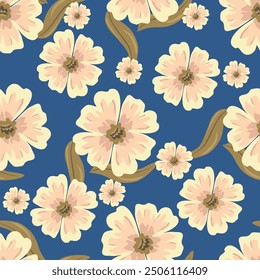 Hermoso patrón floral en Pequeñas flores abstractas. Pequeñas flores de colores. Fondo rosa coral. Impresión sucia. Fondo floral sin fisuras. Elegante Plantilla para estampados de moda. Patrón de stock