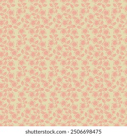 Beautiful floral pattern in small abstract flowers. Small colorful flowers. Coral pink background. Ditsy print. Floral seamless background. Elegant template for fashion prints. Stock pattern