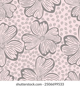 Beautiful floral pattern in small abstract flowers. Small colorful flowers. Coral pink background. Ditsy print. Floral seamless background. Elegant template for fashion prints. Stock pattern