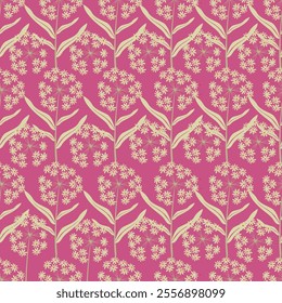 Beautiful floral pattern in small abstract flowers. Small colorful flowers. Coral pink background. Ditsy print. Floral seamless background. Elegant template for fashion prints. Stock pattern