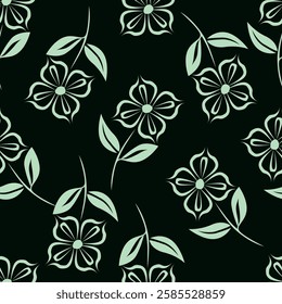 Beautiful floral pattern in small abstract flowers. Small pink, red and coral flowers. Dark background. Ditsy print. Floral seamless background. Liberty template for fashion prints. Stock pattern