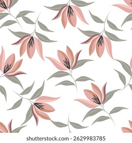 Lindo padrão floral em pequenas flores abstratas. Pequenas flores coloridas. Impressão de Ditsy. Fundo floral sem emenda. Modelo elegante para impressões de moda. Padrão de estoque
