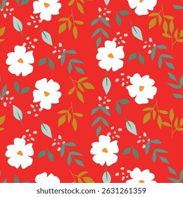 Beautiful floral pattern in small abstract flowers. Small colorful flowers. White background. Floral seamless background