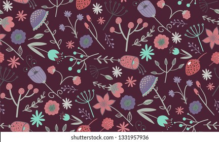Beautiful floral pattern with a small flower.  Floral seamless background for fashion prints. Elegant vector texture. 