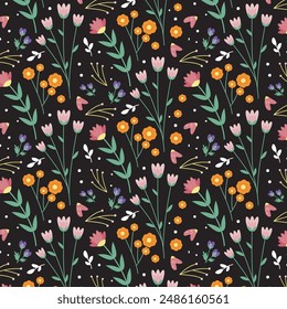 Beautiful floral pattern in small flowers. Small rose pink flowers. Colorful background. Ditsy print. Floral seamless background. Elegant template for fashion prints. Stock pattern.