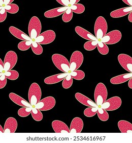 Hermoso patrón floral en Pequeñas flores. Delicadas flores blancas y hojas lilas. Fondo rosa claro. Impresión de la libertad. Fondo floral sin fisuras. Plantilla de moda para estampados de moda. Patrón de stock