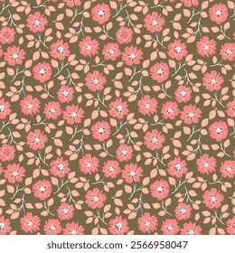 Beautiful floral pattern in small flowers. Small floral flowers. Seamless pattern background. Ditsy print. Floral seamless background. Elegant flowers template for fashion, wrapping, decor
