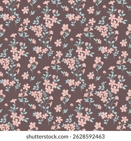 Lindo padrão floral em flores pequenas. Flores florais pequenas. Plano de fundo de padrão contínuo. Impressão de Ditsy. Fundo floral sem emenda. Modelo de flores elegantes para decoração de parede, papel de parede, cartões.