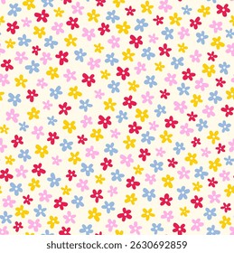 Beautiful floral pattern with small flowers. Small pastel multicolor flowers. bright background. Ditsy print