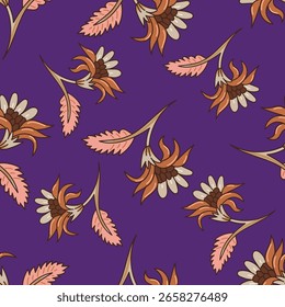 Hermoso patrón floral en Pequeñas flores. Pequeñas flores de colores pastel. El fondo blanco. Impresión de la libertad. Fondo floral sin fisuras. Plantilla de moda para estampados de moda. Patrón de acciones.

