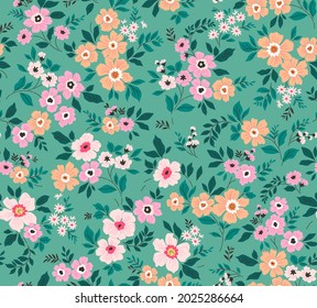 Beautiful floral pattern in small hand draw flowers. Liberty style. Floral seamless background for fashion prints. Vintage print. Seamless vector texture. Spring flowers bouquet.