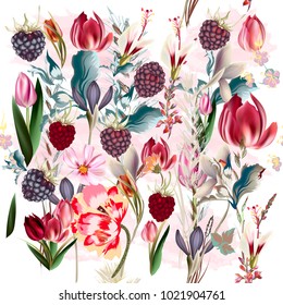 Beautiful floral pattern with spring flowers