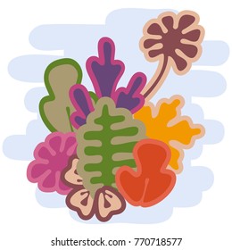 Beautiful floral pattern, spring summer background with exotic plants. Vector illustration.