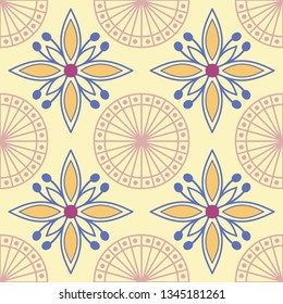 beautiful floral pattern with stylized flowers, leaves and dots. great for packaging paper, wrapping, tile, ceramic, pottery works, textile and other prints 
