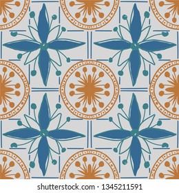 beautiful floral pattern with stylized flowers, leaves and dots. great for packaging paper, wrapping, tile, ceramic, pottery works, textile and other prints 