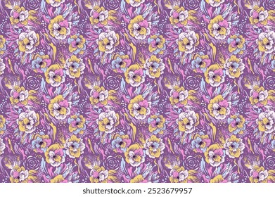 a beautiful floral pattern for textile , all digital print . 