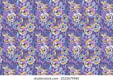 a beautiful floral pattern for textile , all digital print . 