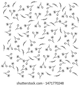 Beautiful floral pattern. Vector elements, branches and flowers.