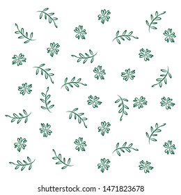 Beautiful floral pattern. Vector elements, branches and flowers. Autumn color scheme. Natural pattern