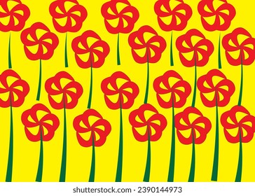 Beautiful floral pattern with yellow background