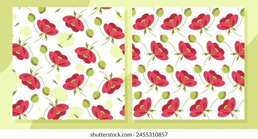 Hermosos patrones florales con amapolas. Vector