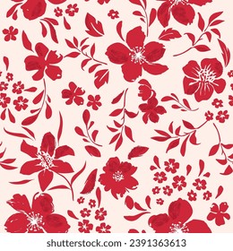 diseño de impresión floral hermosos textiles ilustración vectorial, patrón floral, flores de sketch hojas sin fisuras