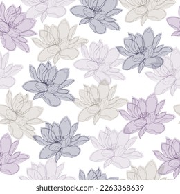 Beautiful floral print in retro style.  Modern design.Serenity and rose quartz background. Abstract seamless pattern.