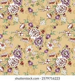 beautiful floral repeat design for textile and digital print