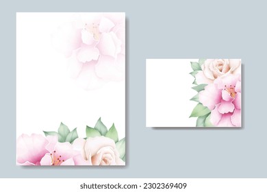 Beautiful Floral Rose Watercolor Wedding Invitation Card

