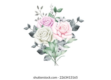 Beautiful Floral Roses Boquet watercolor