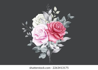 Beautiful Floral Roses Boquet watercolor